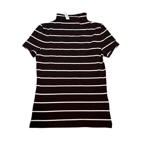 NWT Madewell Striped Mockneck Slim Fit Tee XXS Brown White Short Sleeve - Picture 6 of 9